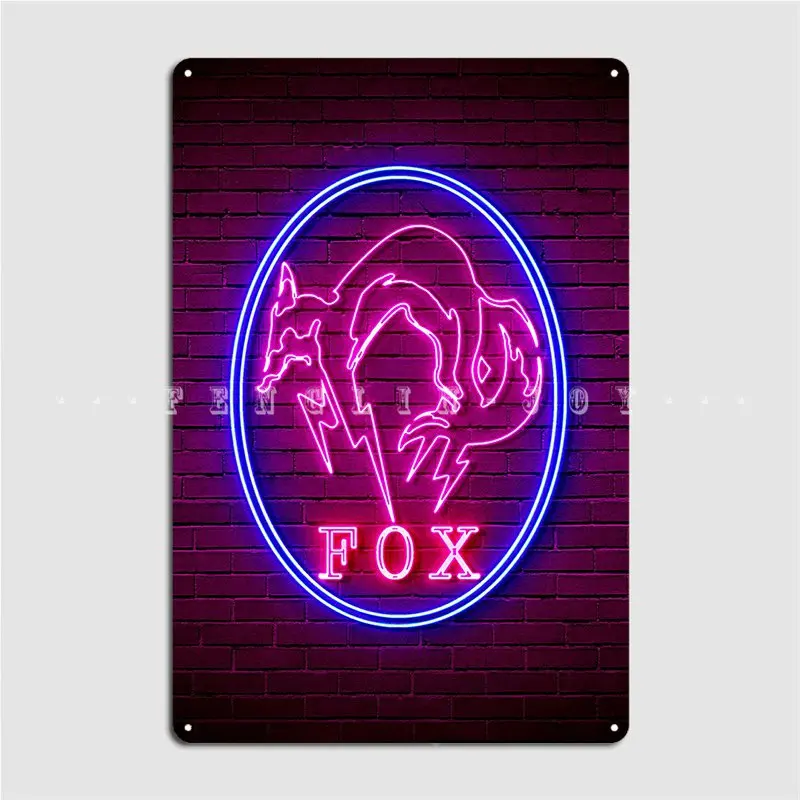 Metal Gear Solid Fox Neon Metal Sign Wall Cave Printing Garage Club Plaques Tin Sign Poster