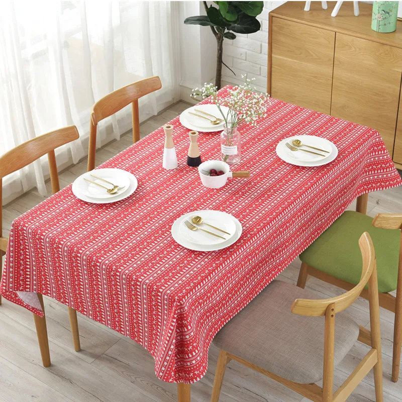 2020 New Year Christmas Tablecloth Kitchen Dining Table Decorations Elk Snowman Rectangular Table Covers Christmas Decorations