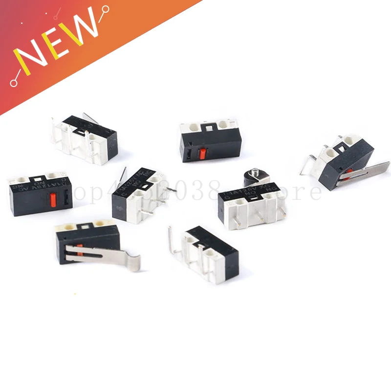 10szt Mikroprzełącznik krańcowy Chwilowy przełącznik przyciskowy 1A 125V AC Przełącznik myszy 3Piny Długi uchwyt Dźwignia rolkowa Ramię SPDT 12X6X6MM