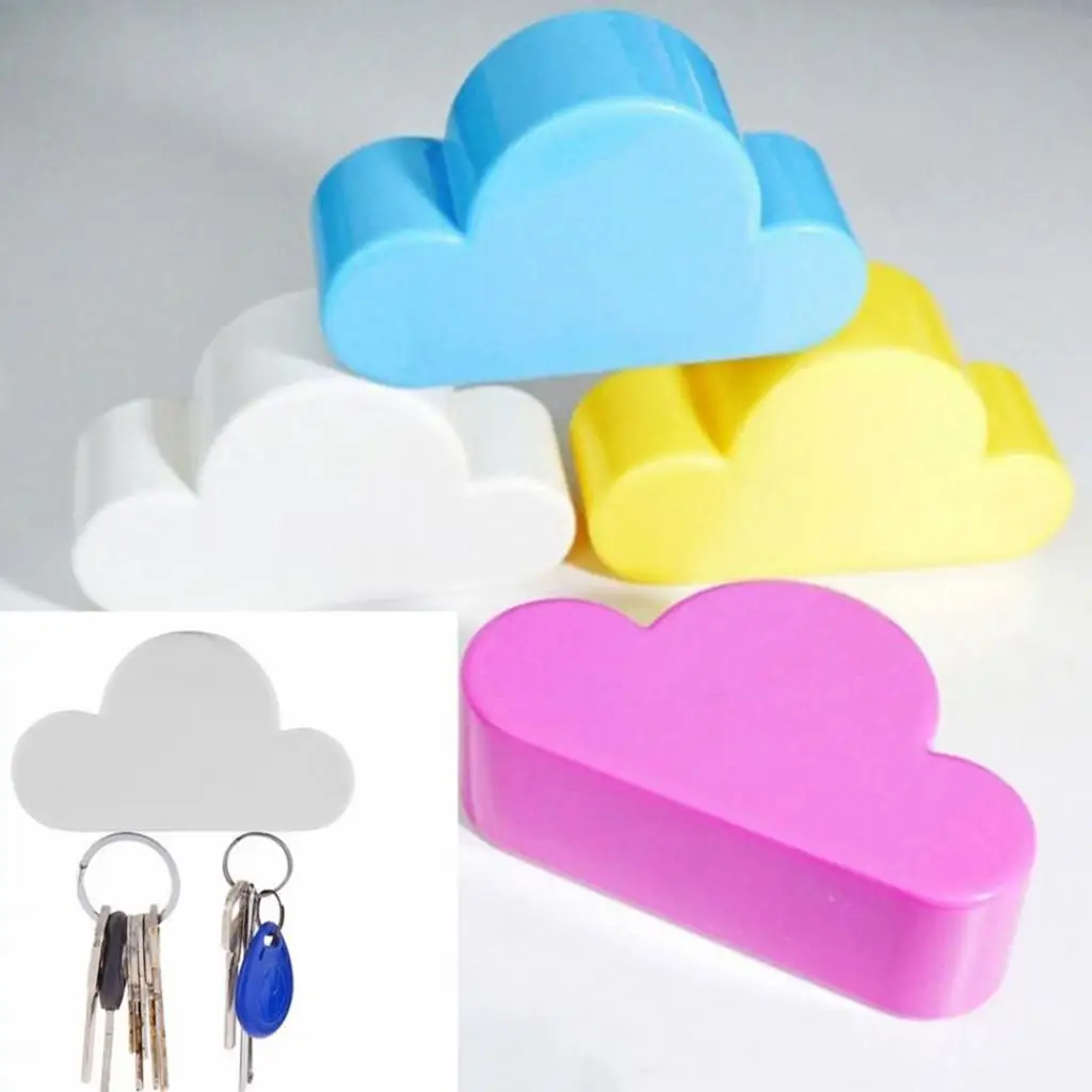 

Hot Cloud Shape Magnets Wall Key Holder Keys Securely Pink/Yellow