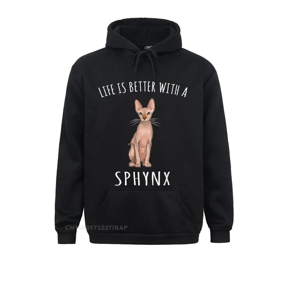 Life Better With A Sphynx Lover Hoodie Printed Hoodies Long Sleeve Men Sweatshirts Family Clothes