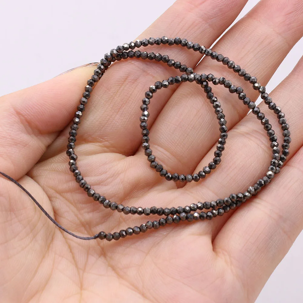 Natural Quartzs Black Shiny Beads Faceted Spinel Bead for Jewelry Making Diy Necklace Bracelet Accessories 15inch