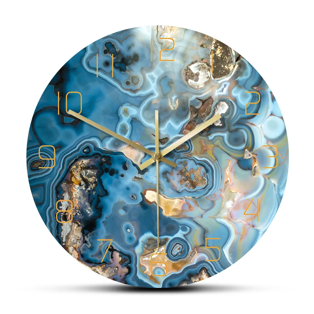 

Onyx Crystals Structure Printed Wall Clock Marble Texture Artwork Quiet Movement Wall Watch Metaphysical Healing Wall Art Clock