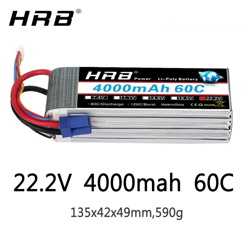 HRB 22.2V 4000mah Lipo 6S Battery XT60 XT90 EC5 For MultiCopter Quadcopter Racing Airplane Buggy Cars Truck RC Parts