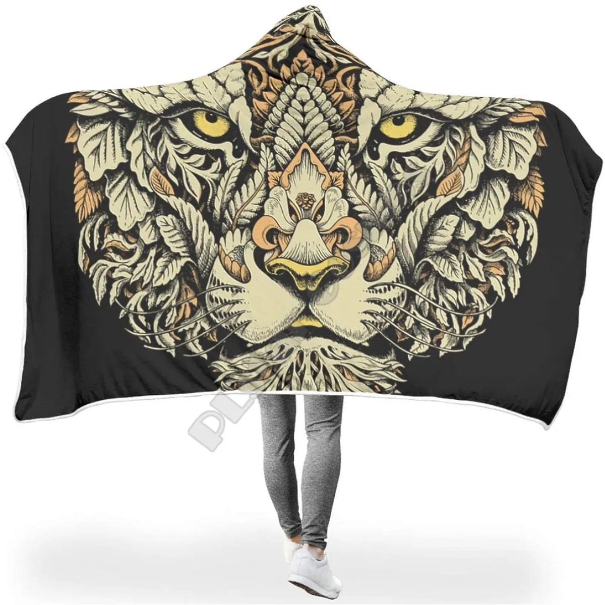 

Animal Totem Lion Hooded Blanket 3D Printed Wearable Blanket Adults men women kids Boy Girl Blanket blanket throw