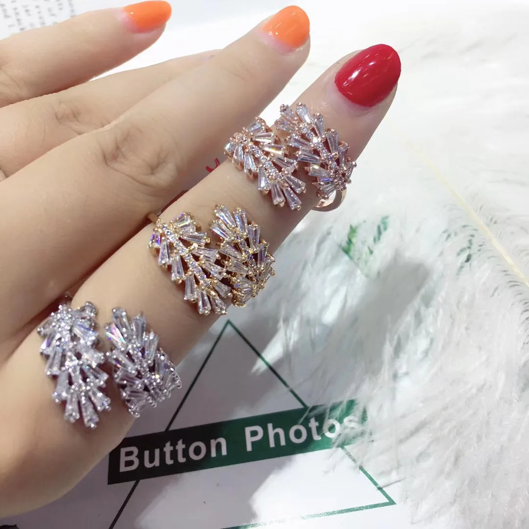 EYER Fashion Promotion 2021 Jewelry Geometric Cubic Zirconia New Party Dating Free Size Rings For Women Bridal Wedding Jewlery