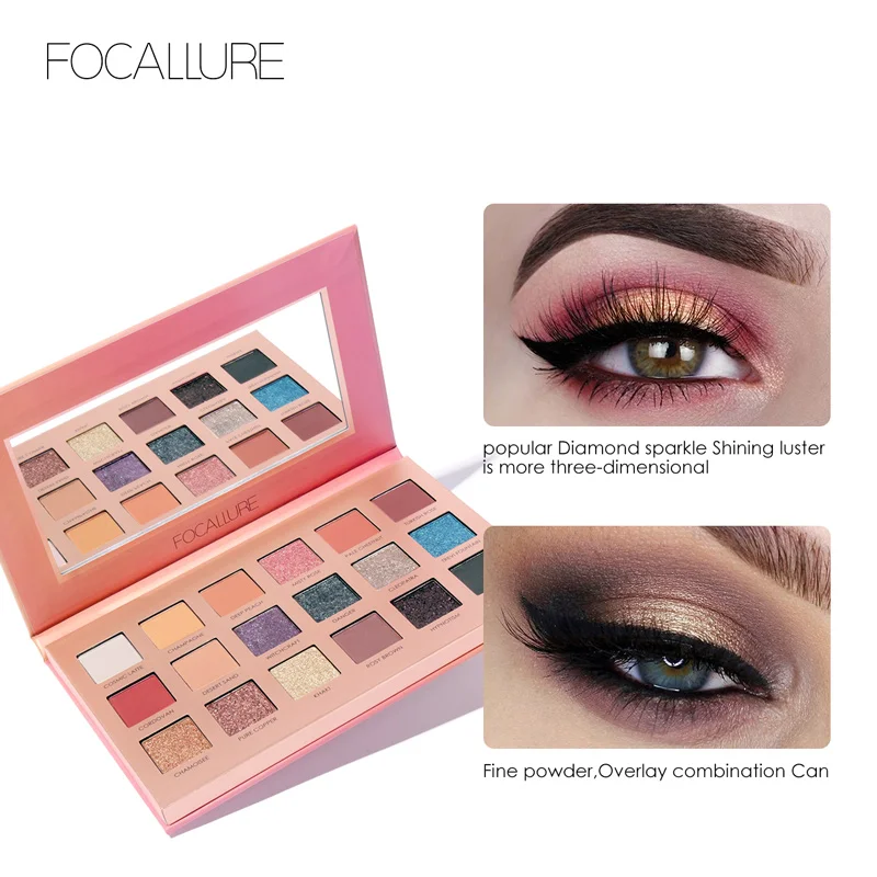 Focallure-Paleta De Sombra De Pigmento, Palete De Sombra Colorida, Marcador De Brilho, Shimmer, Maquiagem Matte, Cosméticos, 18 Cores