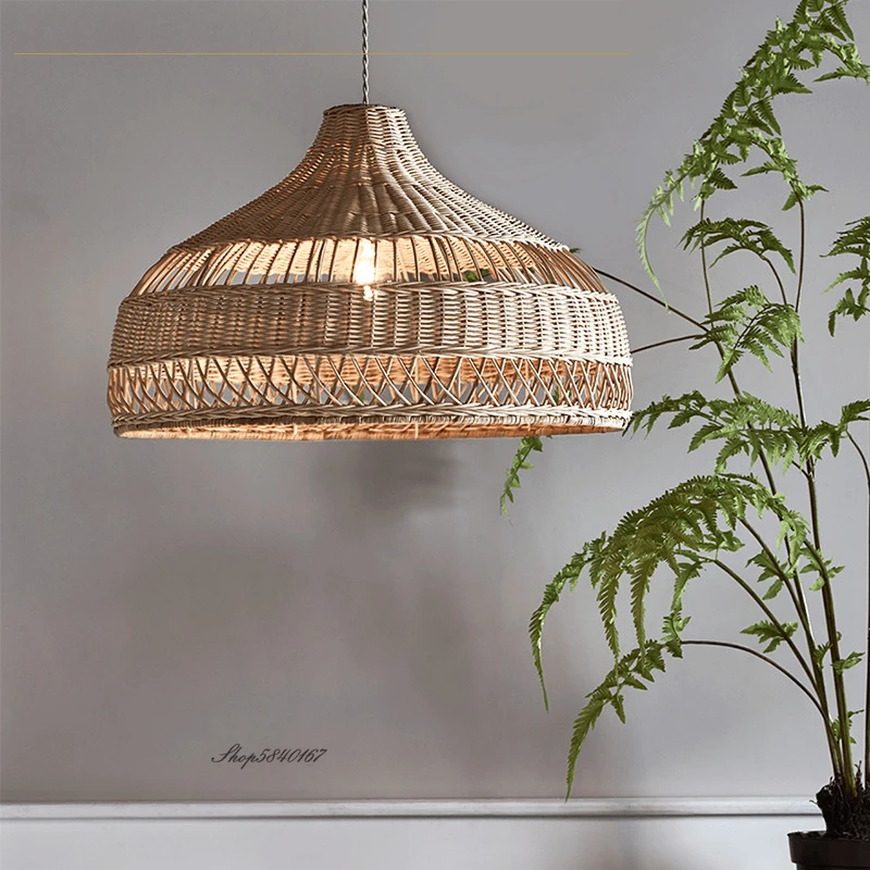 

New Chinese Style Pendant Lights Rattan Handmake Hanging Lamp for Living Room Decoration Dining Room Light Fixture E27 Luminaire