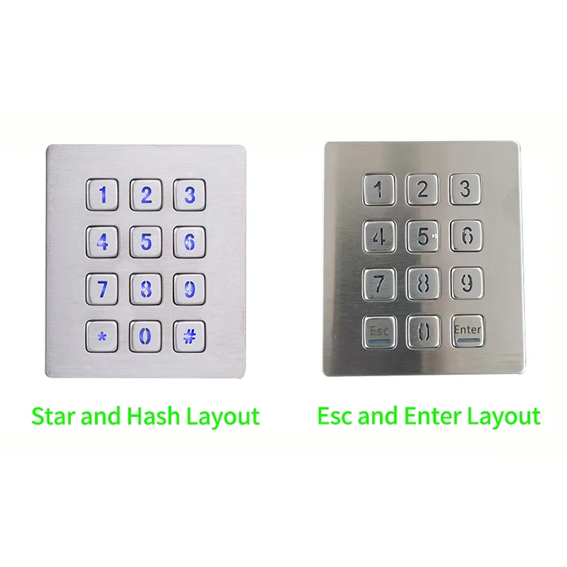 IP65 Waterproof Industrial Keyboard Security safety Rugged Metal Stainless Steel Backlit Numeric Keypad