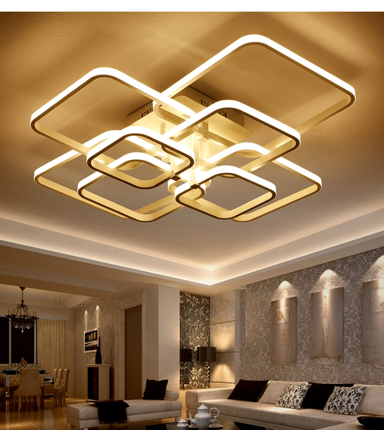 

Modern Led Rings Living Room Dining Room Bedroom Led Lustres Memory Function Led Ceiling Lighting Fixtures