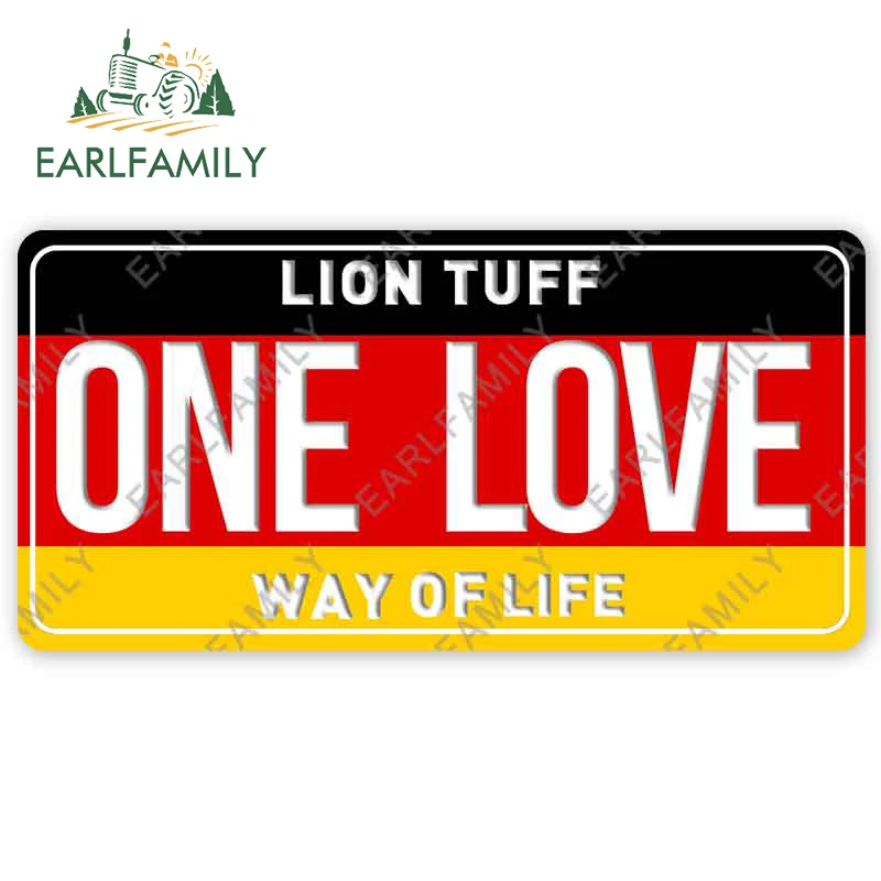 EARLFAMILY 13cm x 6.5cm DIY Car Stickers for One Love Germany License Plate Decals Waterproof Laptop Trunk Graffiti Graphics