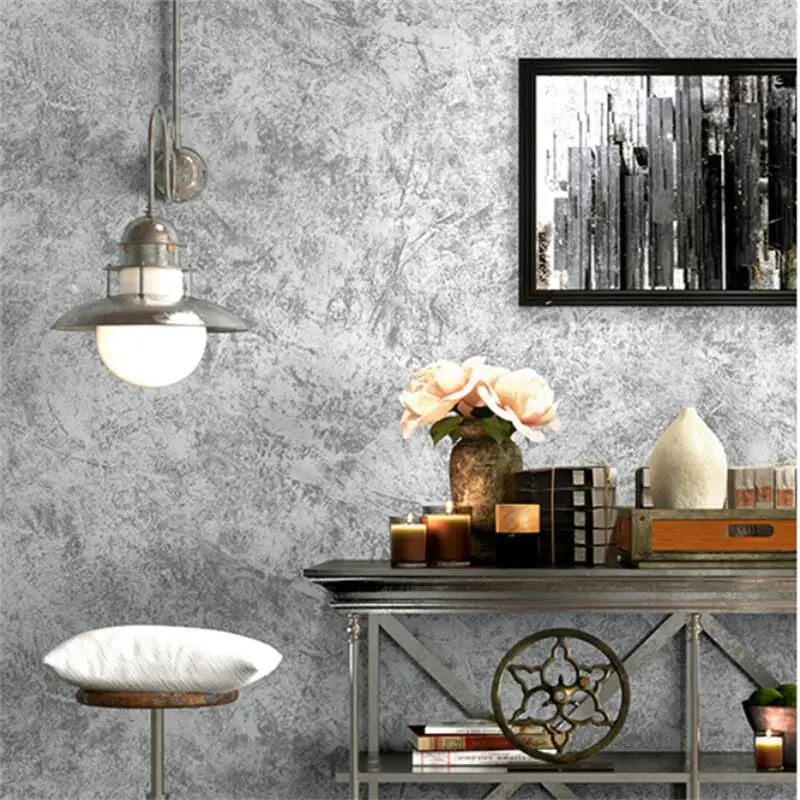 wellyu Nordic industrial style cement gray wallpaper retro solid color bedroom living room clothing milk tea shop wallpaper