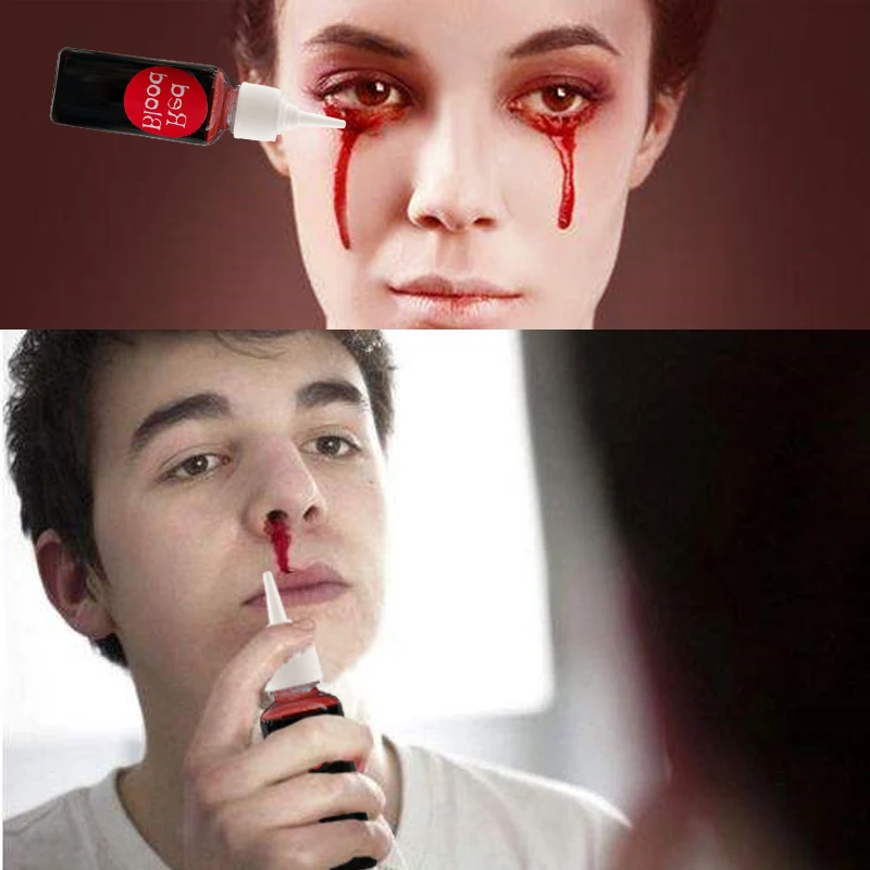 30ml Fake Blood for Bloody Nose Eyes Ears Vampire Zombie Makeup Props Halloween Party Horror Bady Paint Cos Decoration