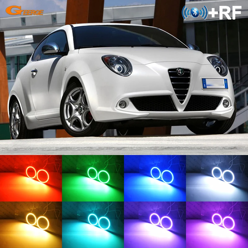 

For Alfa Romeo Mito 955 BT App RF Remote Control Multi-Color Ultra Bright RGB LED Angel Eyes Kit Halo Rings Car Accessories