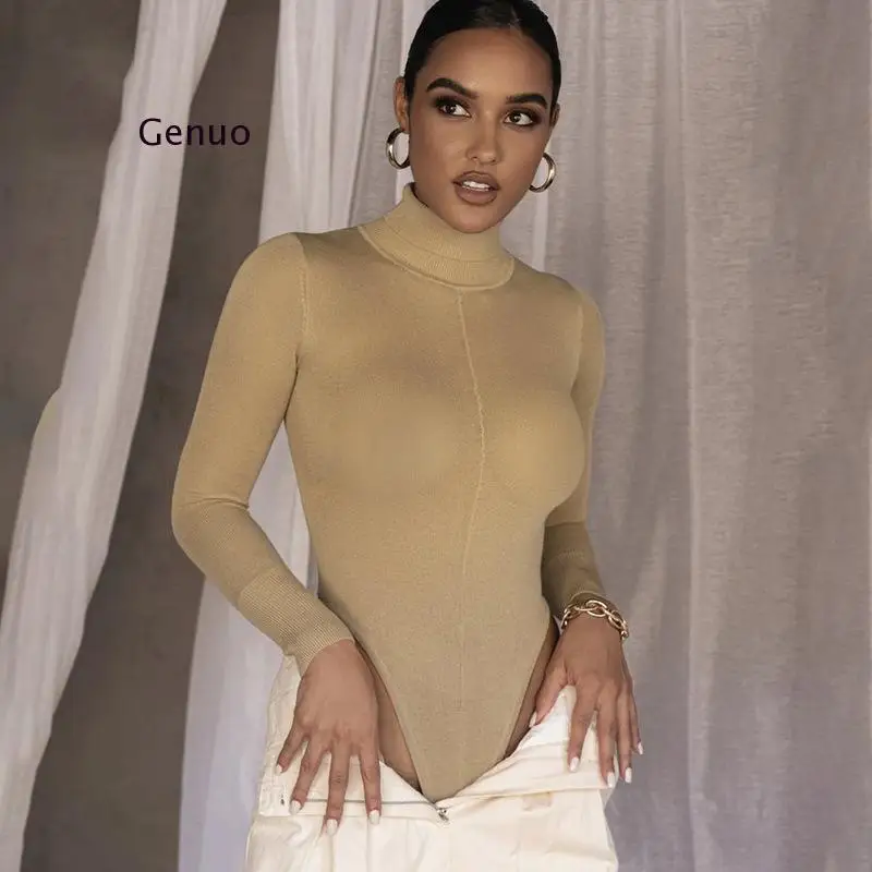 

Solid Zipper Bodycon Bodysuits Women Sexy Mock Neck Autumn Long Sleeve Fashion Slim Basic Body Winter Gray Outfits Lady