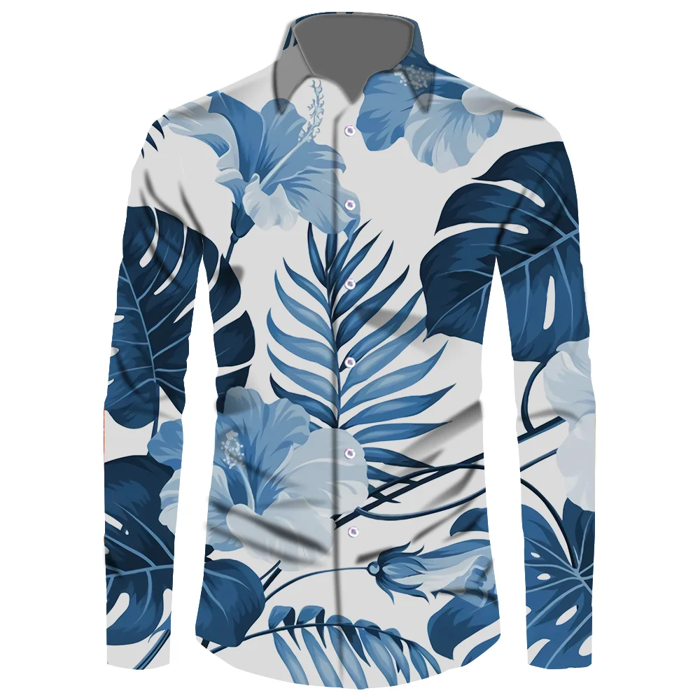

Custom Your Logo Fashion Tropical Samoan Design High Quality Tropical Style Floral Print O-neck Long Sleeve Men Shirts For Male