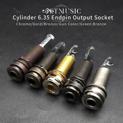 Cylinder Guitar Equalizer Pickup EQ 6.35 Endpin Output Socket With Strap Pin Chrome/Gold/Bronze/Gun Color/Green Bronze