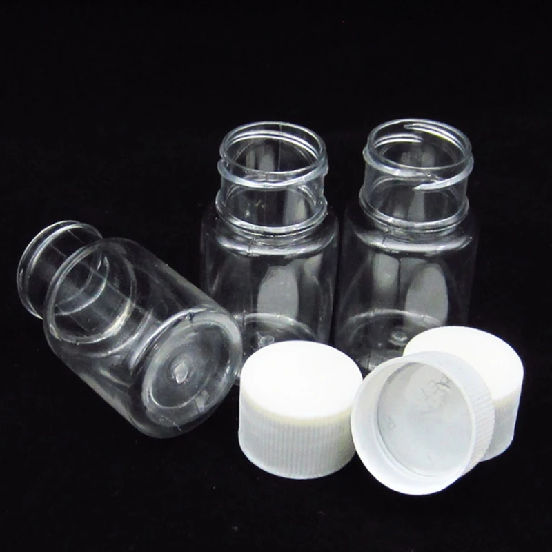 1000pcs/lot 15ml 20ml 30ml Plastic  Bottle 30g Empty cylindrical Pet transparent Sample Packaging Bottles