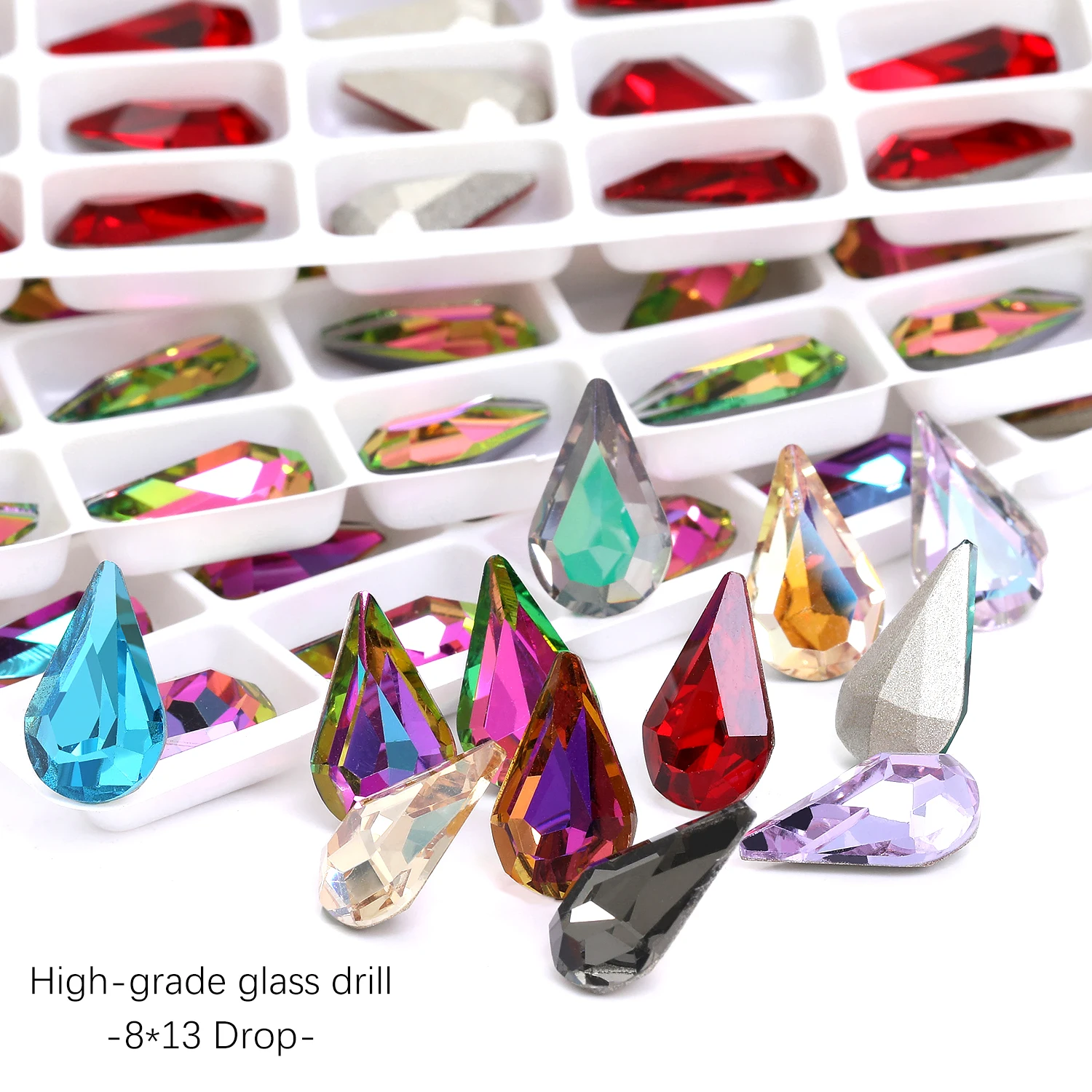 Astrobox 8x13mm K9 Drop Point Back Stone Gem Glass Sew On Rhinestone For Jewelry Making Loose Strass Crystal Clothes Accessories