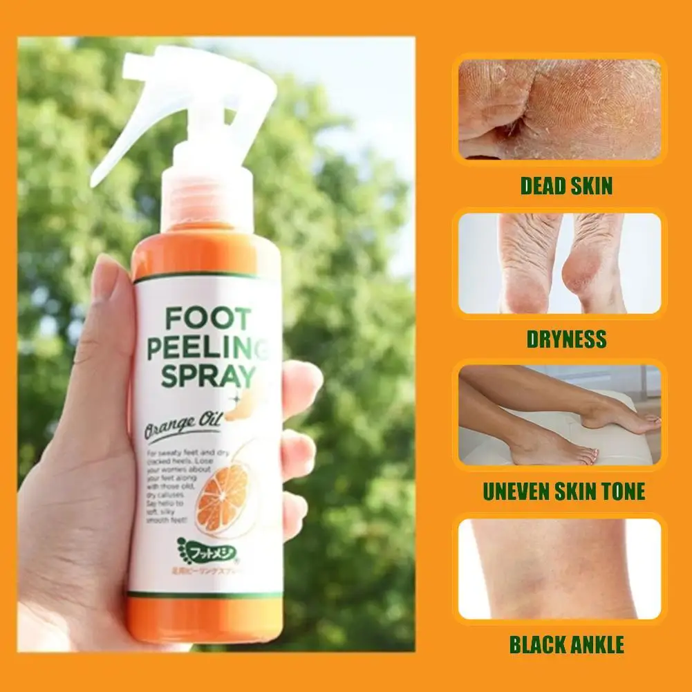 30 / 100ML Foot Exfoliating Spray Foot Peeling Dead Skin Remove Spray Natural Orange Essence Pedicure Hand Callus Whitening Care