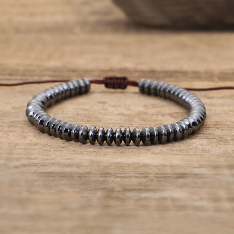 Three Colors Selectable 4mm Oval Beads Bracelet Handmake Flat Loose Bead Adjustable Bracelets For Women Men Lucky Jewelry Gifts