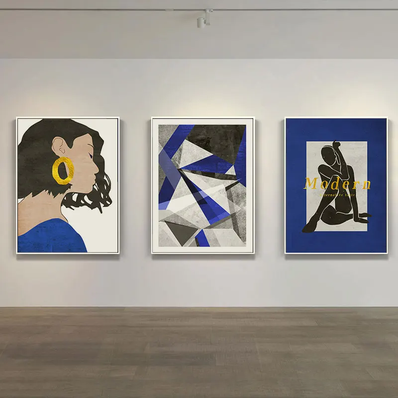 Morden Abstract Klein Blue Figure Wall Art Canvas Painting Nordic Poster Ins Picture For Livingroom Bedroom Home Decor Unframed