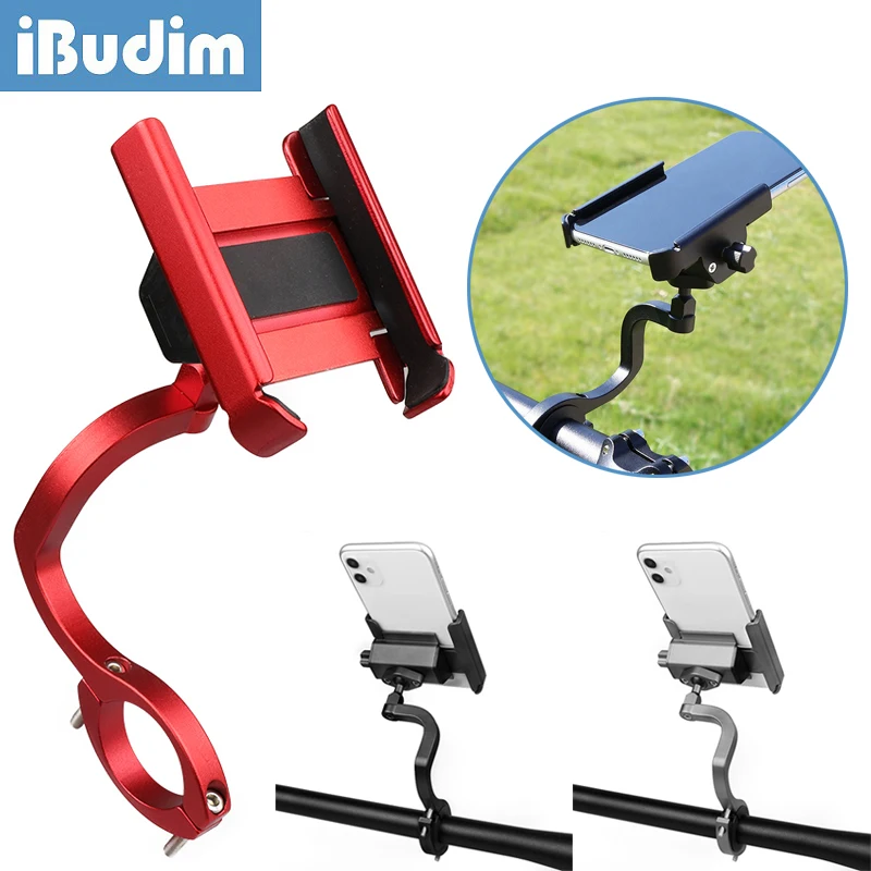 

iBudim Metal Bicycle Scooter Mobile Phone Holder MTB Mountain Bike Road Bike Handlebar Stand Mount GPS Clip Cycling Accessories