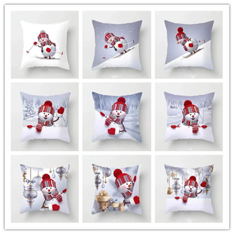 

Christmas Cushion Cover Christmas Decorations for Home Christmas Ornaments Xmas Snowman Gifts Happy New Year 2022