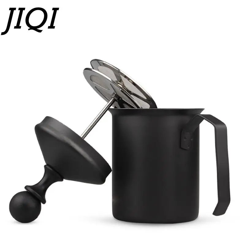 

JIQI Manual 304 Stainless Steel Milk Frother Foam Coffee Maker Cappuccino Milk Creamer Milk Foam Mesh Coffee Foamer 500ml