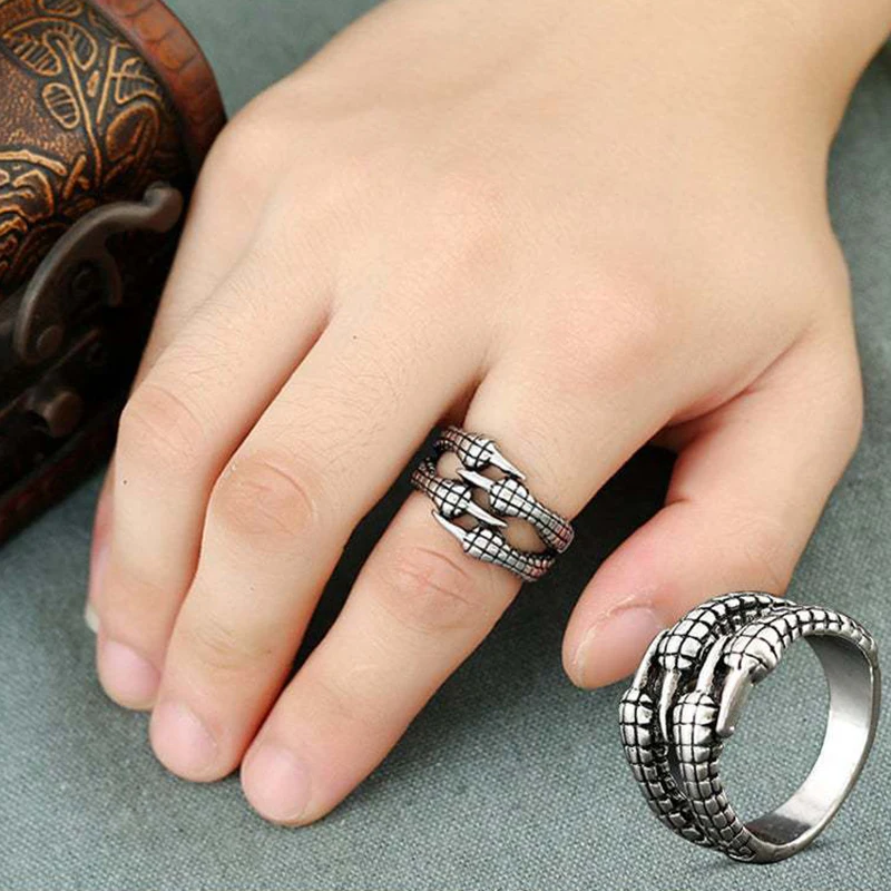 Vintage Animals Dragon Claw Ring Men Women Punk Hip Hop Opening Adjustable Fashion Personality Gothic Rings Jewelry Gift