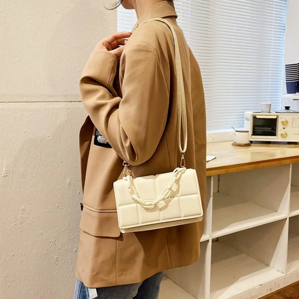 

Messenger Bag Fashion Thick Chain Small Square Square Shape Single-shouldered Female Suction Buckle Messenger Bags