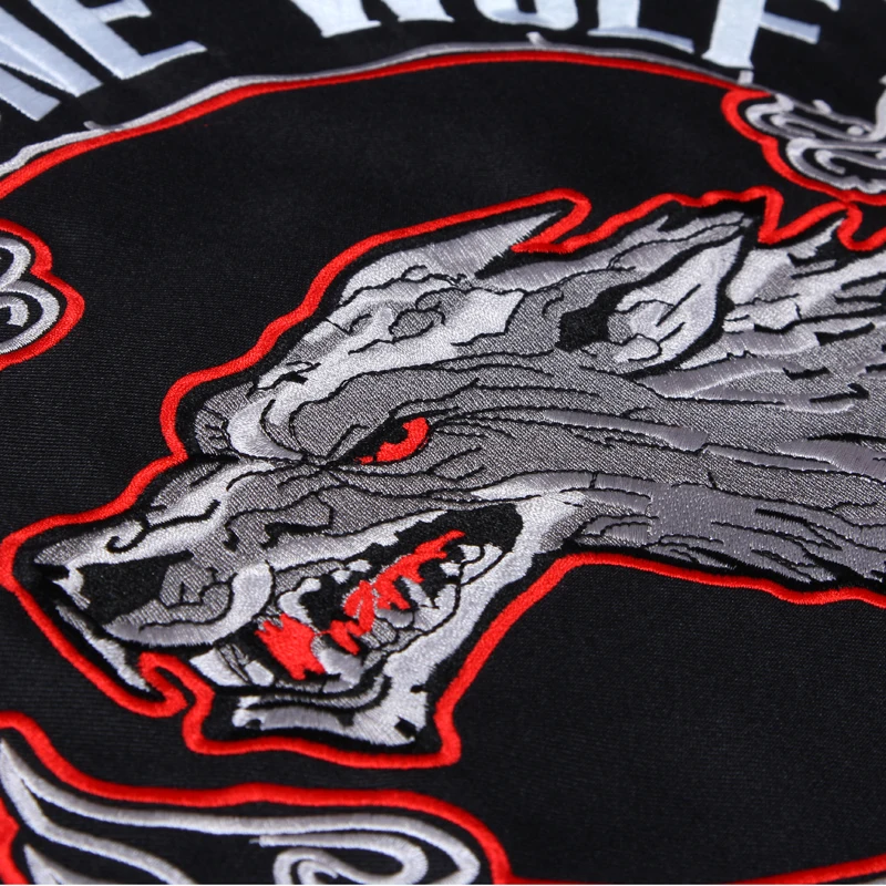 14 Inches Lone Wolf No Club Broadsword Large Sew On Embroidery Patches For Jacket Back Vest Motorcycle Biker