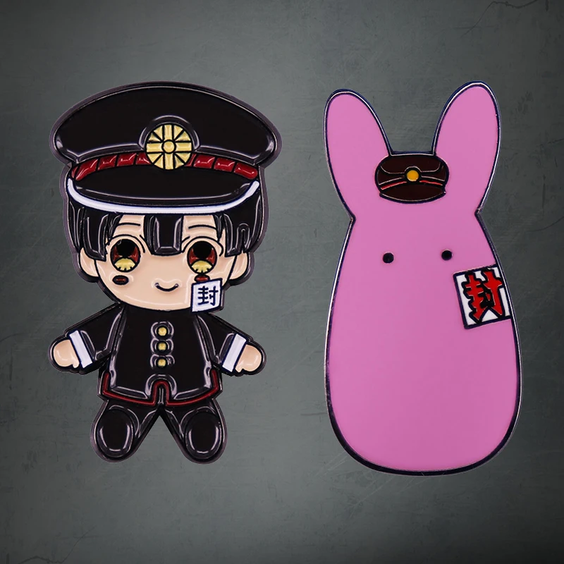 Anime Jibaku Shounen Toilet Bound Hanako-kun JSHK ghost boy Hanako & Rabbit Mokke Enamel Lapel Pin TBHK Pink Bunny Badge