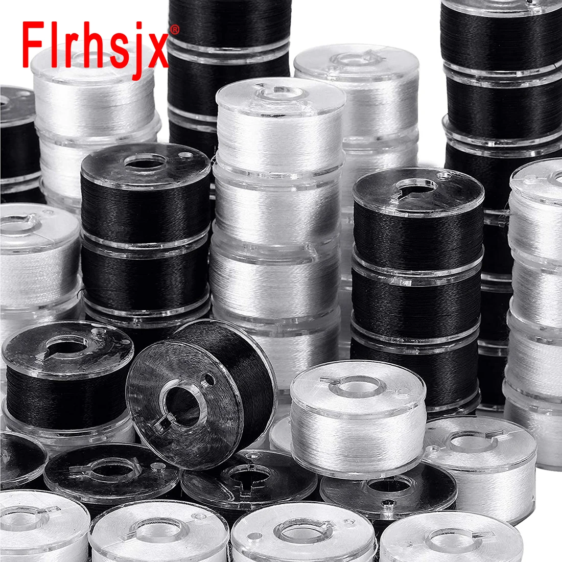 FLRHSJX Sewing Thread Bobbins Spools Sewing Machine Bobbins with Thread for Home Machine DIY Sewing Accessories Black and White