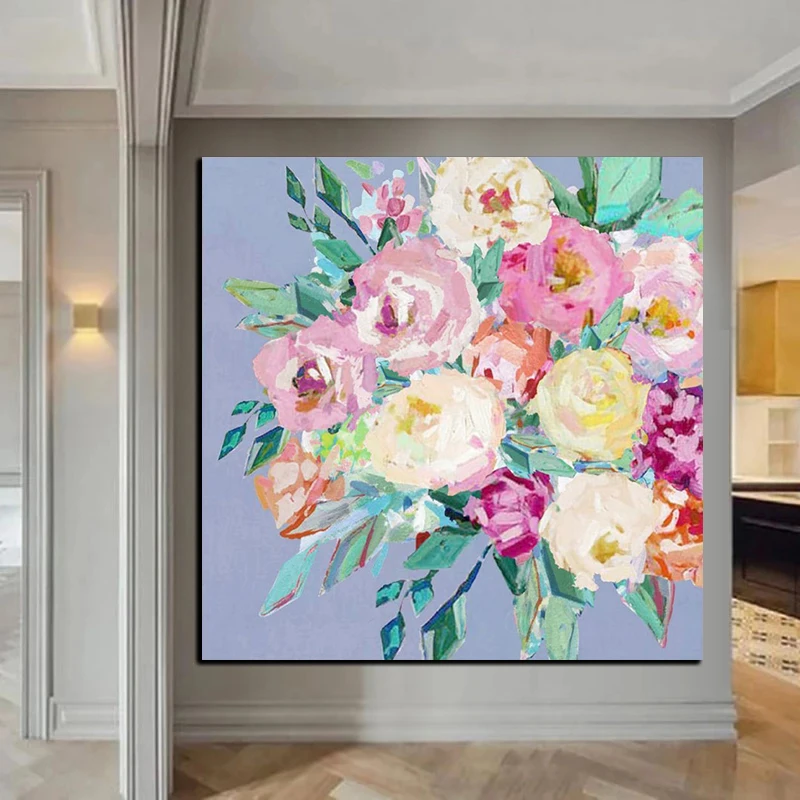 

100% Handmade Oil Painting Unframed Colorful Flowers Abstract Modern On Canvas Home Decor For Home Decoration Artwork Large Size