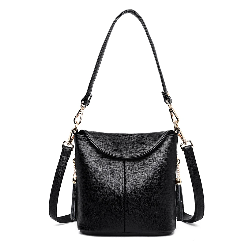 Women Messenger Bags Tassel Portable Genuine Leather Crossbody Bag Female Fashion Shoulder Bags For Women Clutch Small Handbags