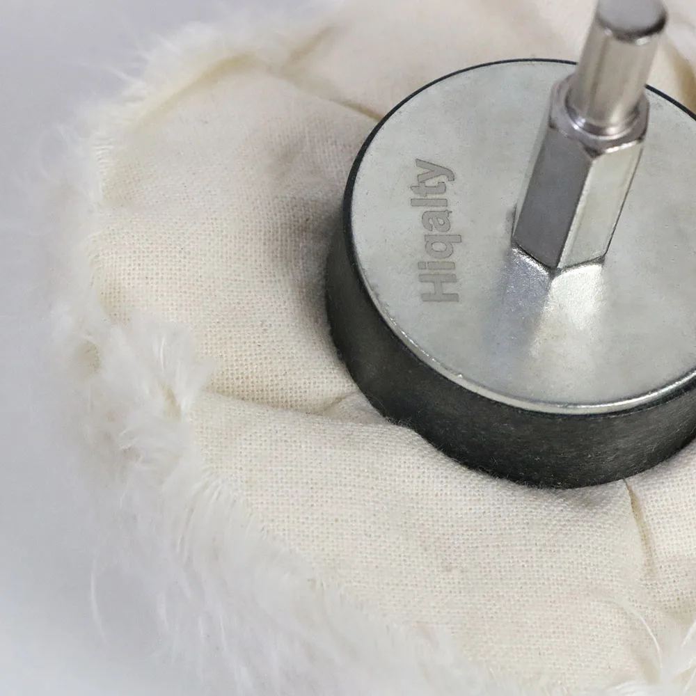 Hiqalty 1pc 2''/3''/4'' 면 연마 버핑 휠 흰색 플란넬 콘/기둥/버섯/드릴용 T자형 그라인딩 헤드