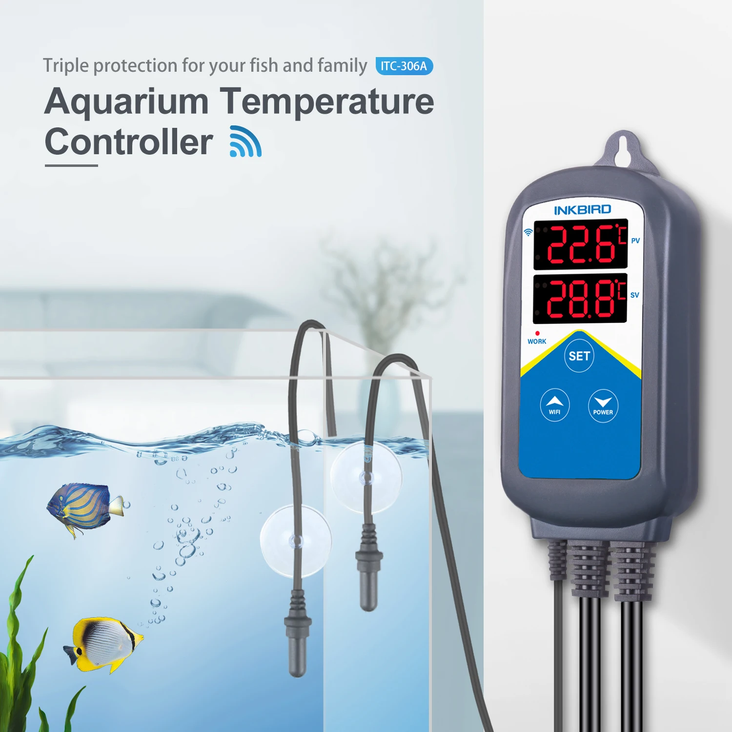 Imagem -02 - Inkbird-wifi Controlador de Temperatura do Aquário Inteligente Termostato Digital Sondas Impermeáveis para Aquário 1200w Itc306a