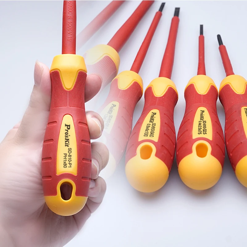 7pcs high quality Proskit SD-8012 electrician VDE high voltage resistant 1000V insulated cross slotted insulated screwdriver