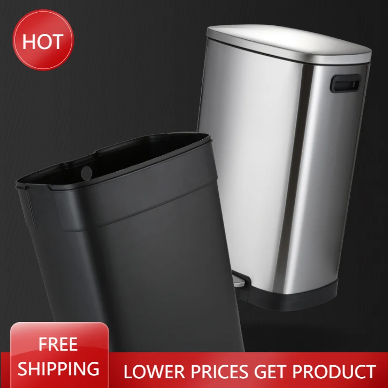 

50L High Capacity Trash Can 304 Stainless Steel Bathroom Trash Can Bedroom Bin Bread Waste Basurero Cocina Cleaning Accessories