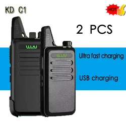 Walkie-talkie portátil WLN KD-C1Mini, Radio UHF 400-470 MHz 5W 1500mah con 16 canales, transceptor portátil delgado para aficionados, 2 uds.