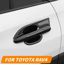Pegatinas de manija de puerta exterior de fibra de carbono ABS, cubierta de manija de tazón de puerta, pegatinas embellecedoras para Toyota RAV4 Refit 20 21, accesorios de coche
