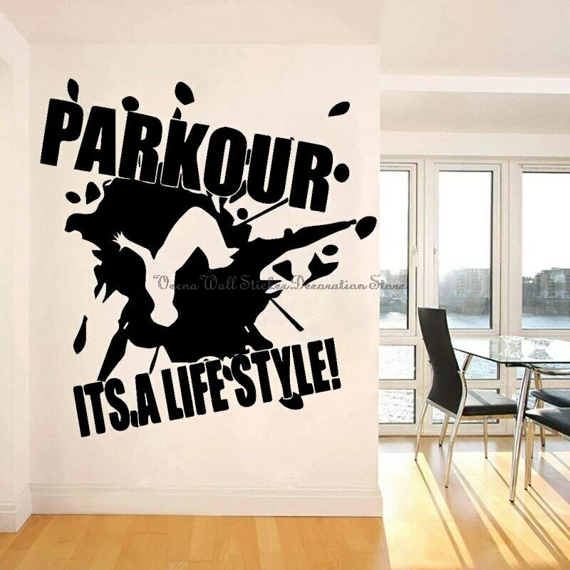 Parkour wall stickers splash ink art extreme sports teen boys room door decoration vinyl decals gifts for kids YD15