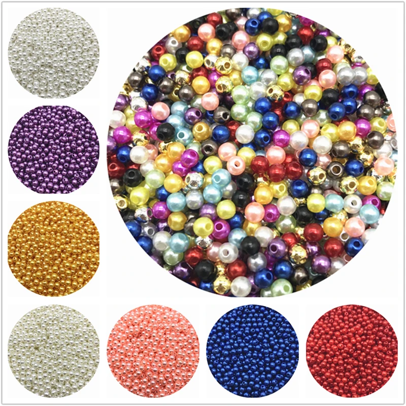 200pcs/Lot 4mm Acrylic Beads Round Shape Loose Spacer Beads For Jewelry Making DIY Charms Bracelet Necklace Accessories