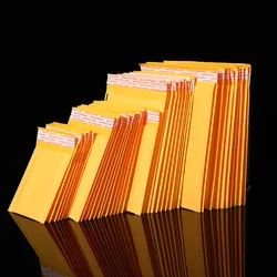 Sacs d'expédition en papier kraft jaune, 100 pièces/lot, petites enveloppes rembourrées auto-adhésives, emballage de courrier étanche