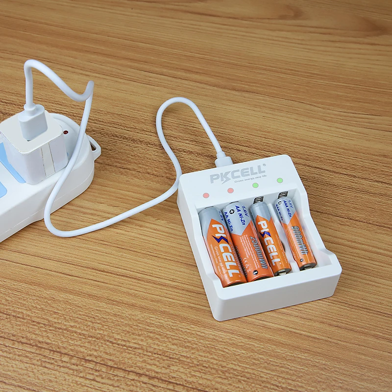PKCELL NIZN Charger with USB Cable for NIZN AA AAA Rechargeable Batteries NIZN Intelligent Charger