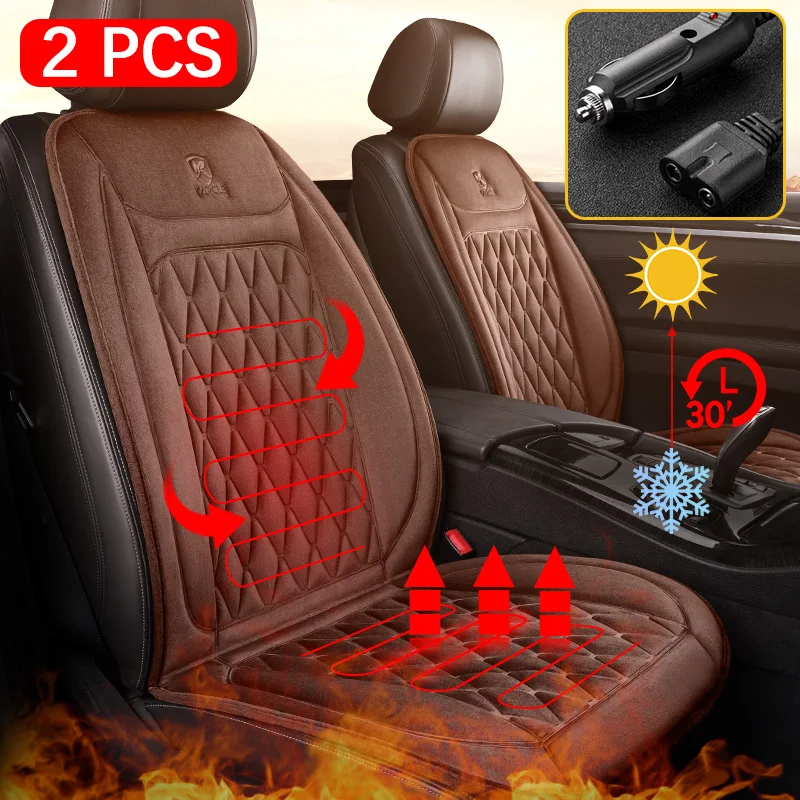 2PCS Heated Car Seat Cover 30\' Fast Heating 12V-24V Heating Car Seat Cushion Universal Three Gears Car Heater Thicken for Winter