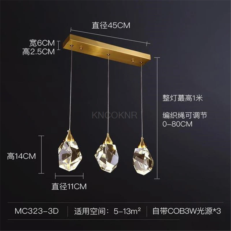 Postmodern Crystal Kitchen Hanging Lights Nordic Restaurant Dining Room Bar Luxury Led Pendant Lights Fixtures Indoor Hanglamp