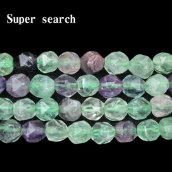 Wholesale Natural Cut surface beads 6/8 / 10mm Green Fluorite Loose Beads For Jewelry Making Bracelet Necklace Jewelry Perles