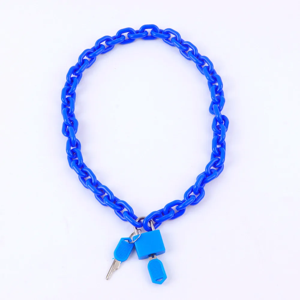 New Rock Punk Acrylic Link Chain Lock Pendant Necklace For Women Men Colorful Long Chain Necklace Fashion Nightclub Jewelry Gift